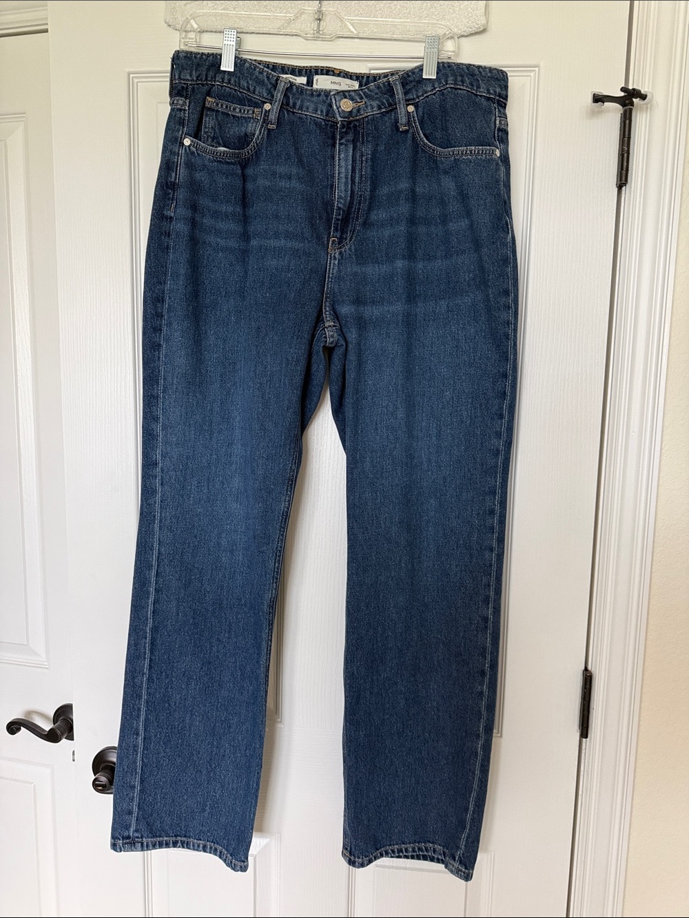 Mango Matilda Dark Blue Straight Leg Jeans Size 12 Medium Rise